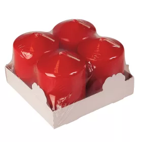   Adventná sada valcových sviečok, 6.5 x 5cm - Lakovaná červená