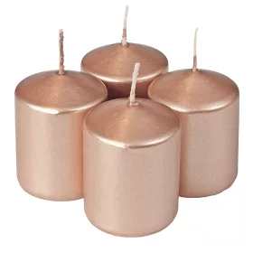   Adventná sada valcových sviečok, 6.5 x 5cm - Metalická šampanská