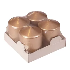   Adventná sada valcových sviečok, 6.5 x 5cm - Metalická šampanská