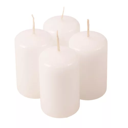 Adventná sada valcových sviečok, 8 x 5cm - Lakovaná biela