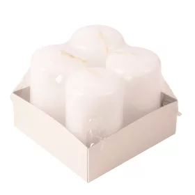   Adventná sada valcových sviečok, 8 x 5cm - Lakovaná biela