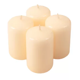 Adventná sada valcových sviečok, 8 x 5cm - Lakovaná ecru