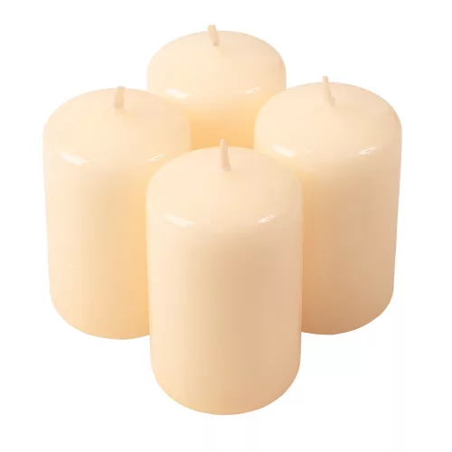 Adventná sada valcových sviečok, 8 x 5cm - Lakovaná ecru