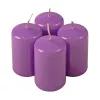 Adventná sada valcových sviečok, 8 x 5cm - Lakovaná fialová