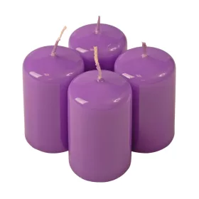   Adventná sada valcových sviečok, 8 x 5cm - Lakovaná fialová