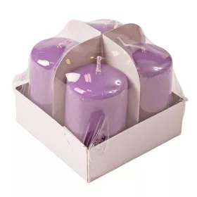   Adventná sada valcových sviečok, 8 x 5cm - Lakovaná fialová