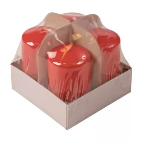   Adventná sada valcových sviečok, 8 x 5cm - Lakovaná červená