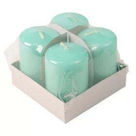   Adventná sada valcových sviečok, 8 x 5cm - Lakovaná svetlá tyrkysová