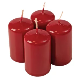   Adventná sada valcových sviečok, 8 x 5cm - Lakovaná bordová
