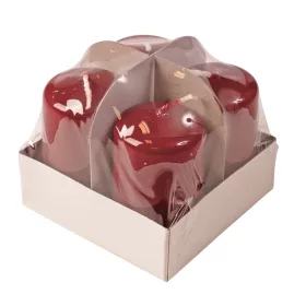   Adventná sada valcových sviečok, 8 x 5cm - Lakovaná bordová