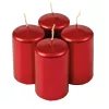 Adventná sada valcových sviečok, 8 x 5cm - Metalická červená