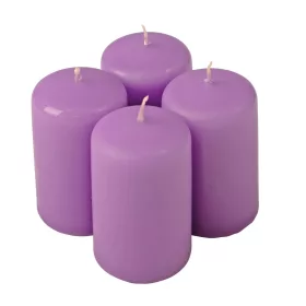  Adventná sada valcových sviečok, 8 x 5cm - Matná fialová