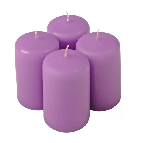 Adventná sada valcových sviečok, 8 x 5cm - Matná fialová