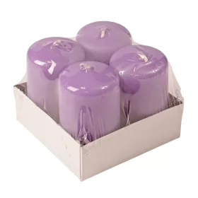   Adventná sada valcových sviečok, 8 x 5cm - Matná fialová