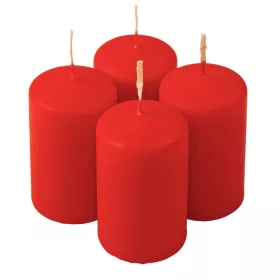   Adventná sada valcových sviečok, 8 x 5cm - Matná červená
