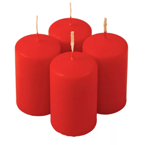 Adventná sada valcových sviečok, 8 x 5cm - Matná červená