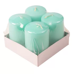   Adventná sada valcových sviečok, 8 x 5cm - Svetlá tyrkysová