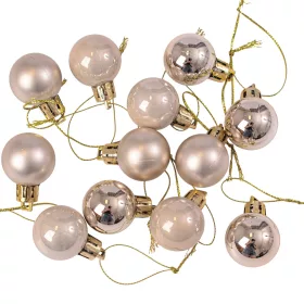 Vianočná sada 12ks gúľ, 2.5cm - Šampanská