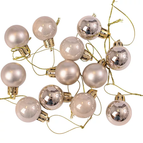 Vianočná sada 12ks gúľ, 2.5cm - Šampanská