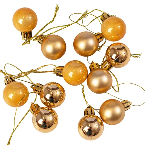 Vianočná sada 12ks gúľ, 2.5cm - Zlatá