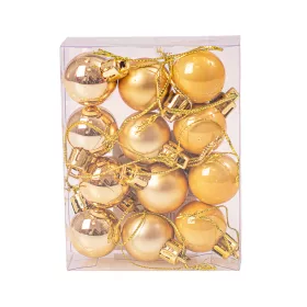 Vianočná sada 12ks gúľ, 2.5cm - Zlatá