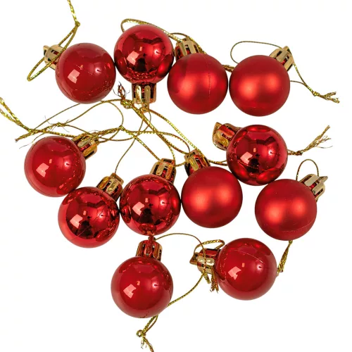 Vianočná sada 12ks gúľ, 2.5cm - Červená