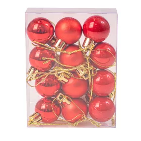 Vianočná sada 12ks gúľ, 2.5cm - Červená