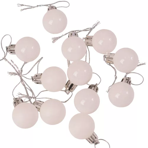 Vianočná sada 12ks gúľ, 2.5cm - Biela