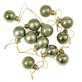 Vianočná sada 12ks gúľ, 2.5cm - Svetlozelená