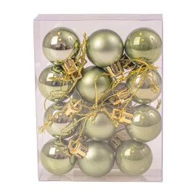 Vianočná sada 12ks gúľ, 2.5cm - Svetlozelená