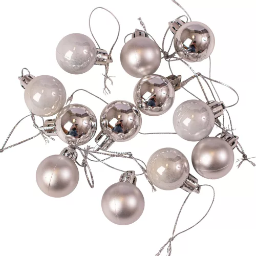 Vianočná sada 12ks gúľ, 2.5cm - Strieborná