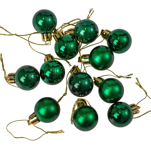 Vianočná sada 12ks gúľ, 2.5cm - Tmavozelená