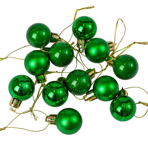 Vianočná sada 12ks gúľ, 2.5cm - Zelená
