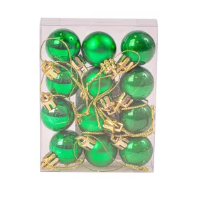 Vianočná sada 12ks gúľ, 2.5cm - Zelená