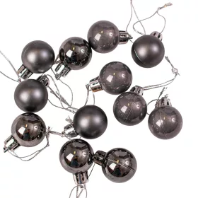 Vianočná sada 12ks gúľ, 2.5cm - Grafitová