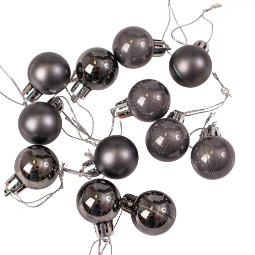 Vianočná sada 12ks gúľ, 2.5cm - Grafitová