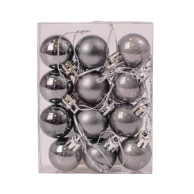 Vianočná sada 12ks gúľ, 2.5cm - Grafitová