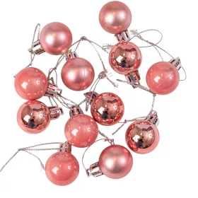 Vianočná sada 12ks gúľ, 2.5cm - Korálovo ružová