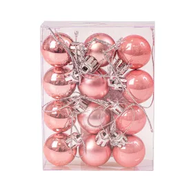 Vianočná sada 12ks gúľ, 2.5cm - Korálovo ružová