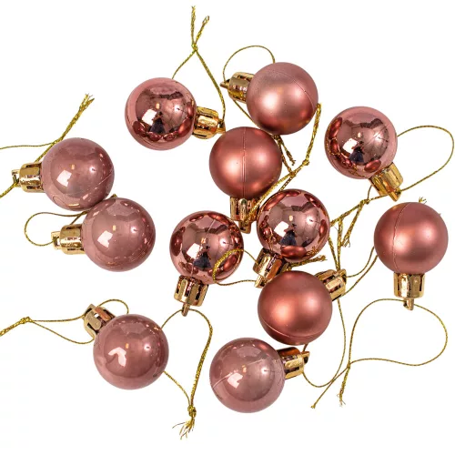 Vianočná sada 12ks gúľ, 2.5cm - Ružové zlato