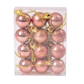 Vianočná sada 12ks gúľ, 2.5cm - Ružové zlato