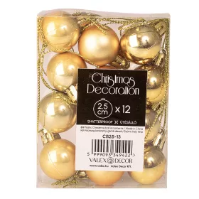 Vianočná sada 12ks gúľ, 2.5cm - Zlatá