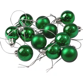 Vianočná sada 12ks gúľ, 2.5cm - Tmavozelená