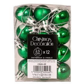 Vianočná sada 12ks gúľ, 2.5cm - Tmavozelená