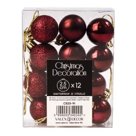 Vianočná sada 12ks gúľ, 2.5cm - Bordová