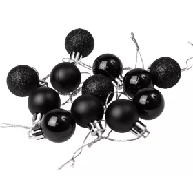 Vianočná sada 12ks gúľ, 2.5cm - Čierna