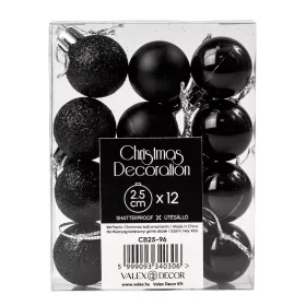 Vianočná sada 12ks gúľ, 2.5cm - Čierna