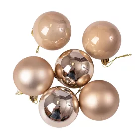 Vianočná sada 6ks gúľ, 6cm - Šampanská