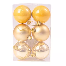 Vianočná sada 6ks gúľ, 6cm - Zlatá