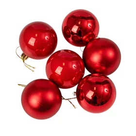 Vianočná sada 6ks gúľ, 6cm - Červená